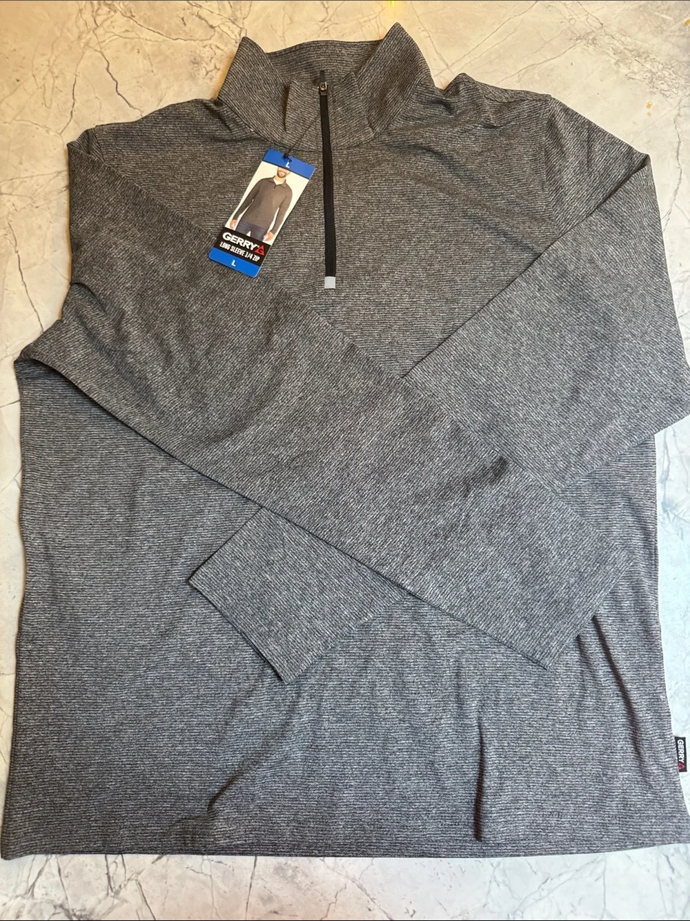 Gerry brand Men’s Heathered Charcoal Quarter-Zip Sweater pullover size large
